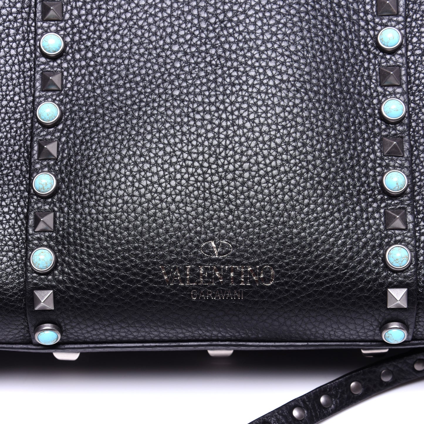 Alce Calfskin My Rockstud Rolling Frame Bag Black