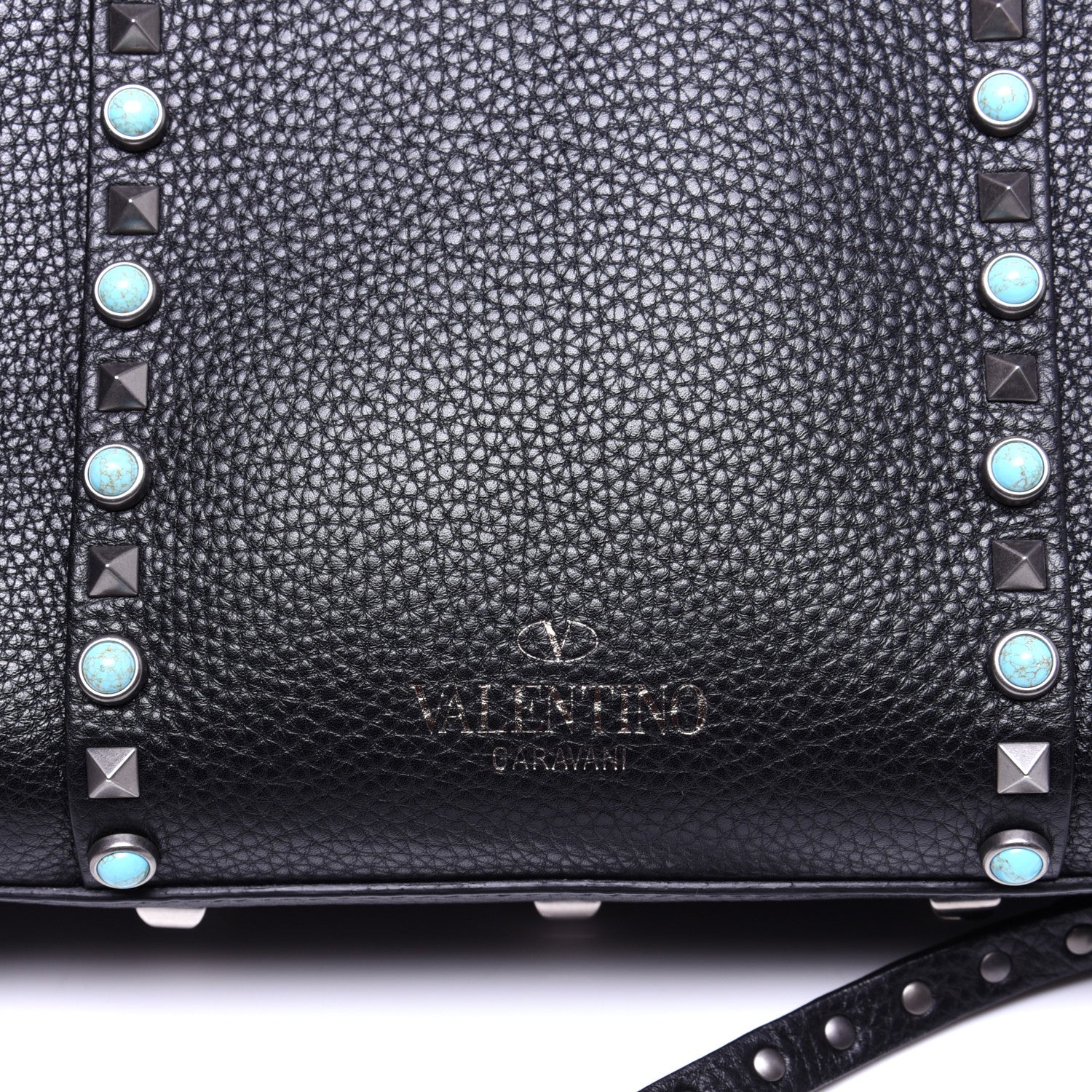 Valentino Garavani Alce Calfskin My Rockstud Rolling Frame Bag Black 8 of 15