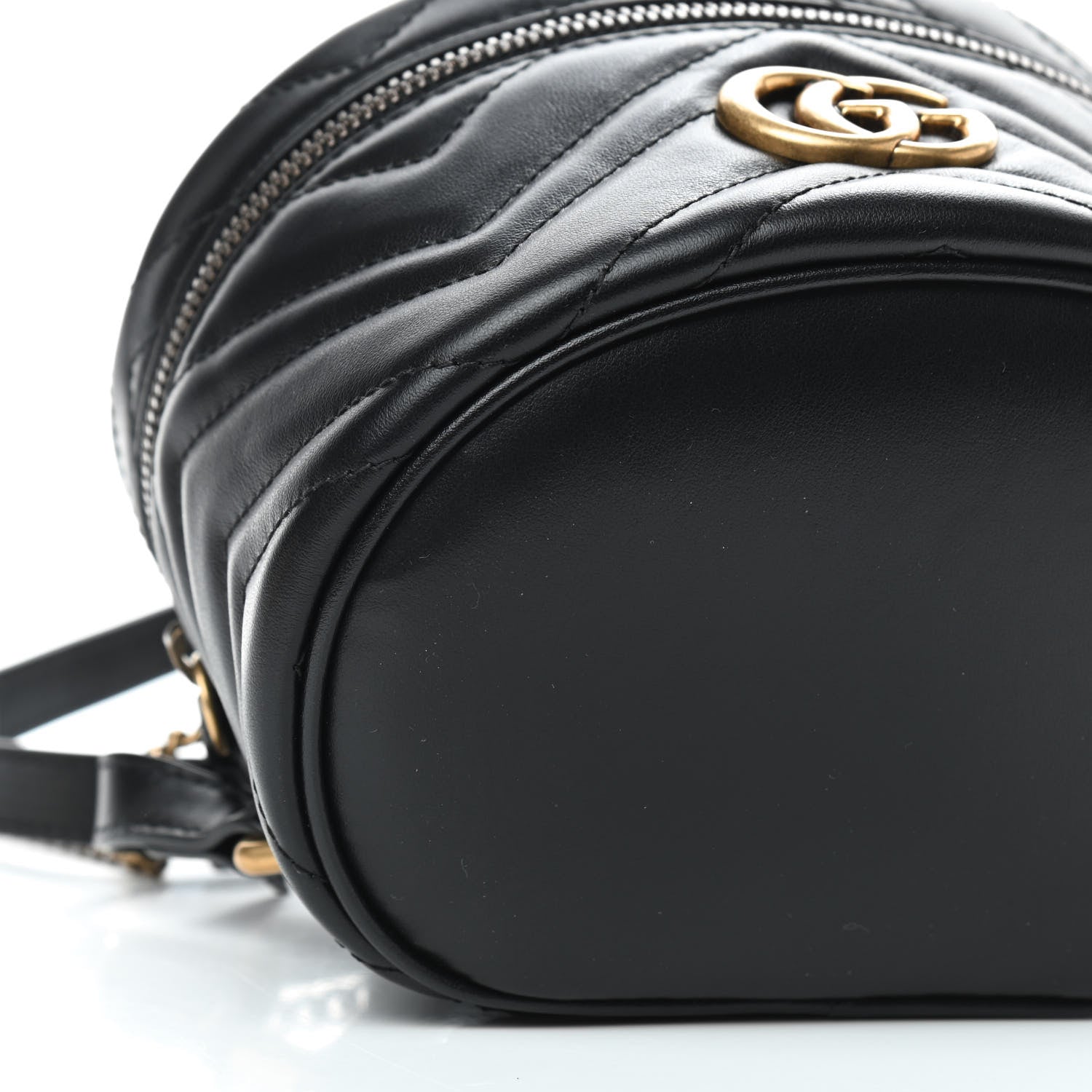 Gucci Calfskin Matelasse Mini GG Marmont Round Backpack Black 5 of 8
