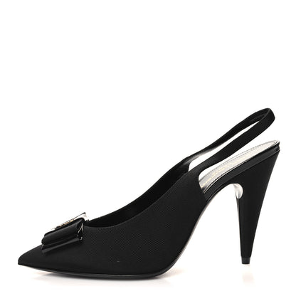 Saint Laurent Grosgrain Anais 95 Bow Sligback Pumps 38.5 Black 1 of 8
