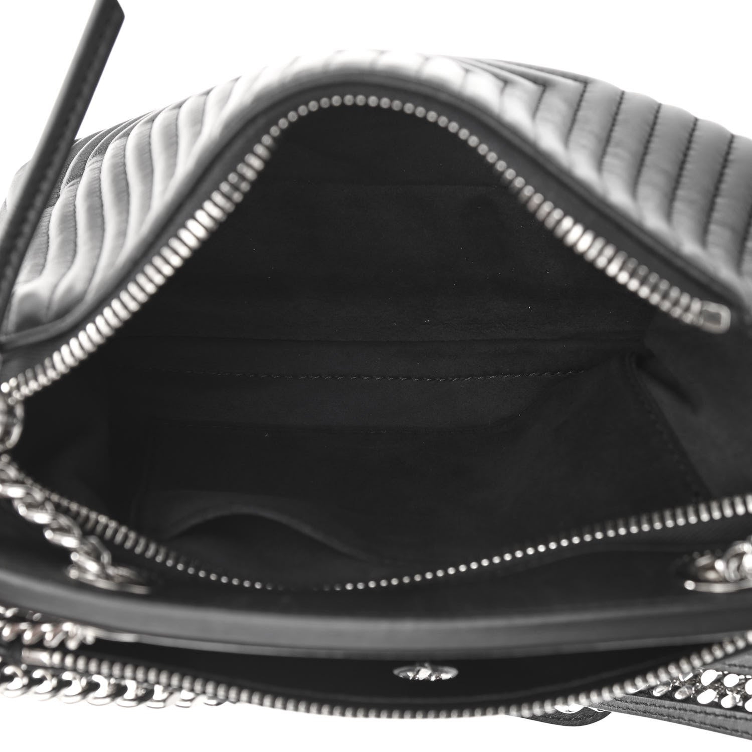 Fendi Shiny Nappa Trapuntata Chain Small DotCom Click Chain Satchel Black 7 of 14