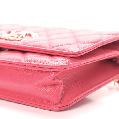 Chanel Caviar Quilted French New Wave Chain CC Wallet On Chain WOC Pink 19 of 27