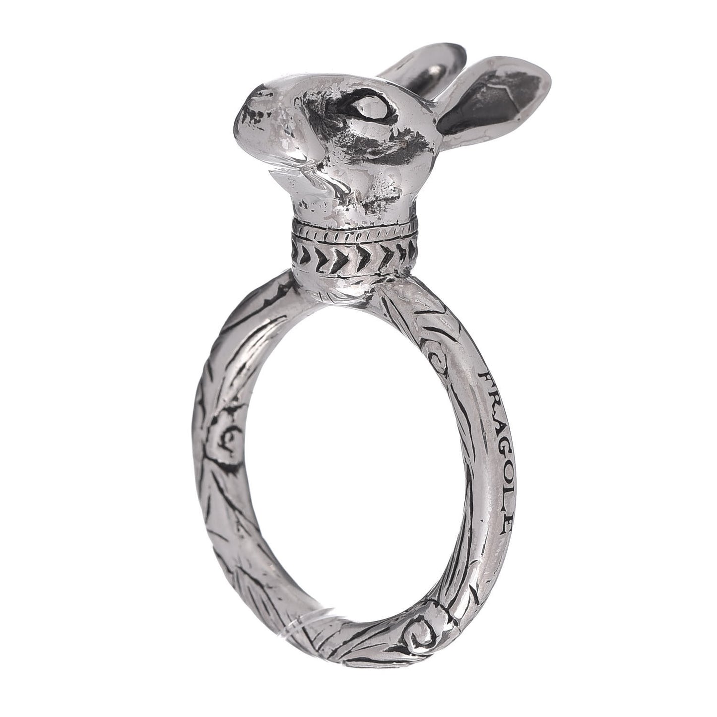 Sterling Silver Anger Forest Rabbit Head Ring 57 8