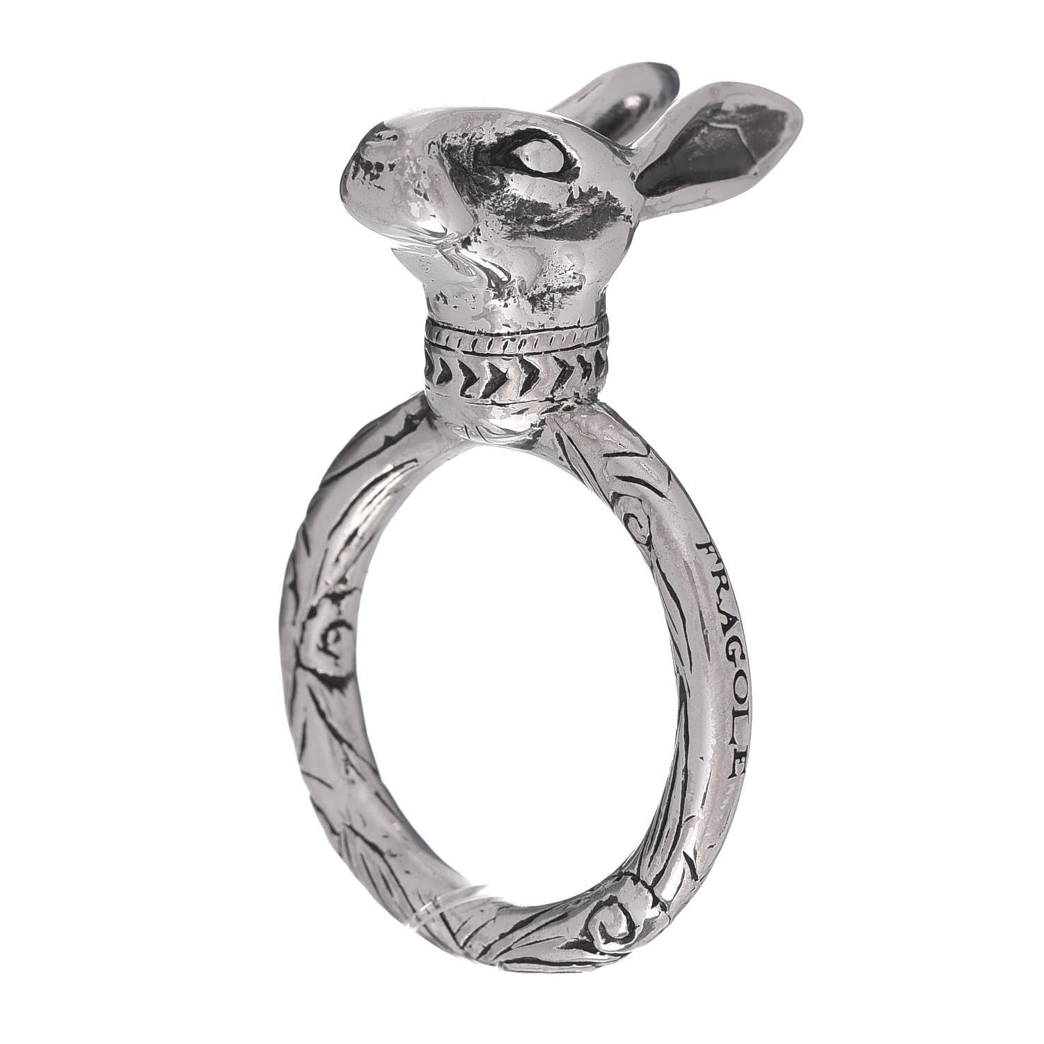 Gucci Sterling Silver Anger Forest Rabbit Head Ring 57 8 1 of 6
