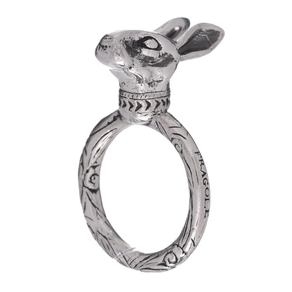 Gucci Sterling Silver Anger Forest Rabbit Head Ring 57 8 1 of 6