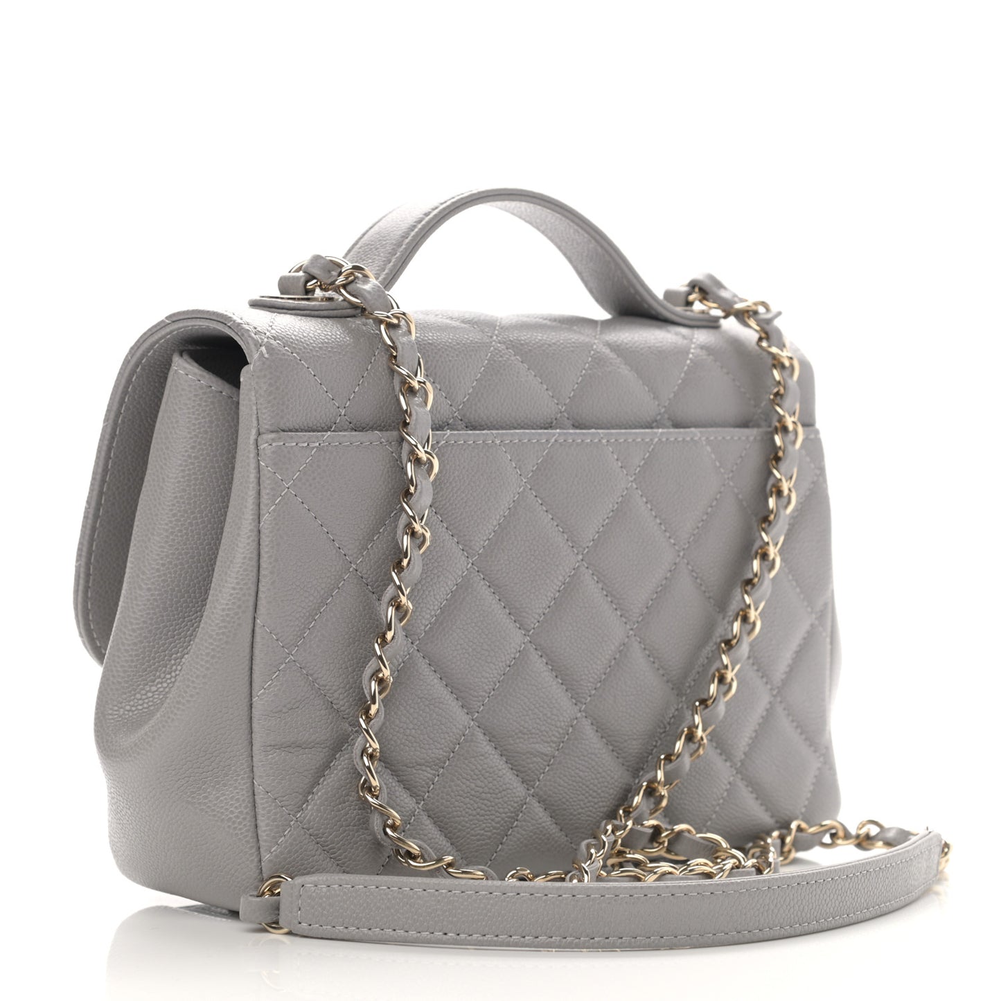 Caviar Quilted Medium Business Affinity Flap Grey