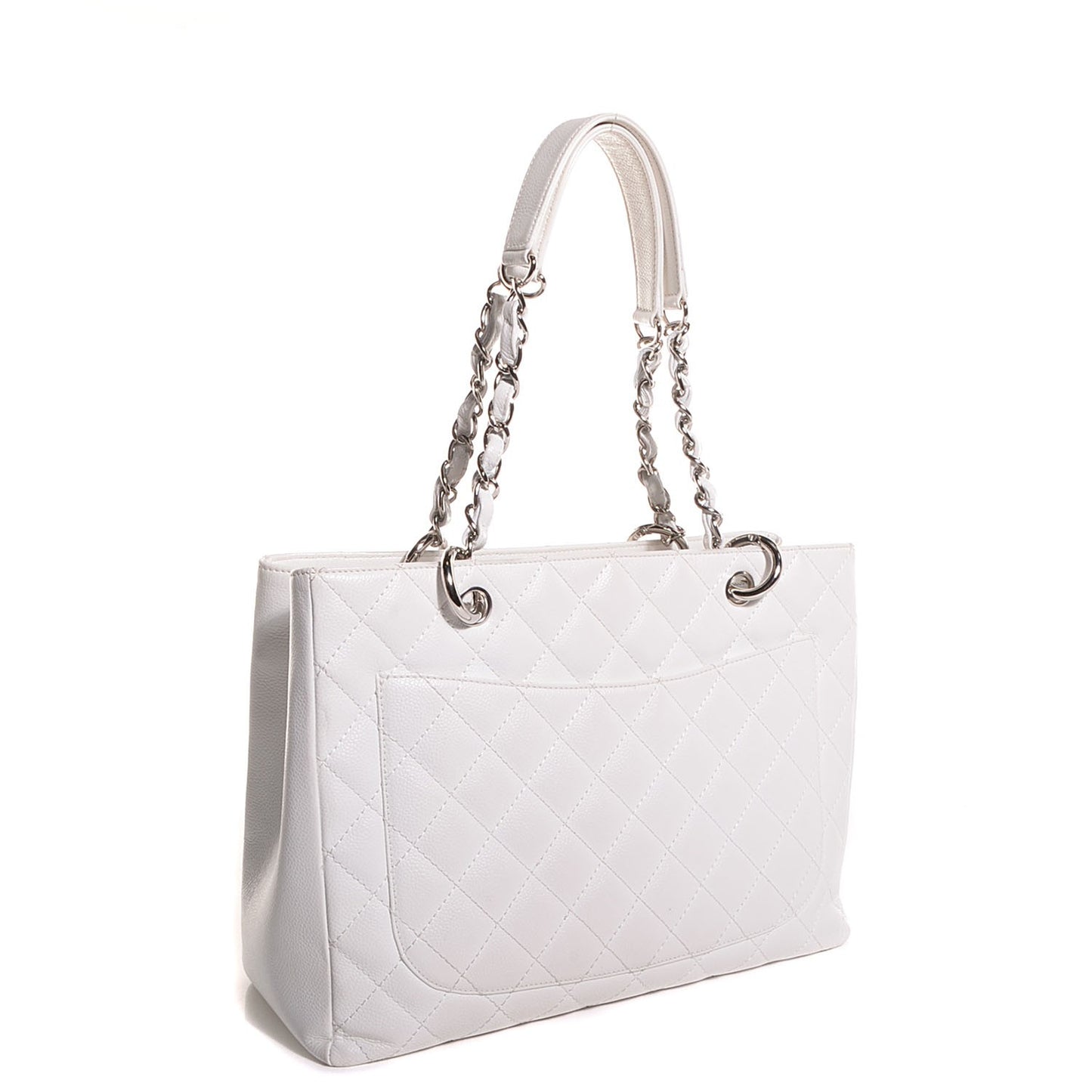 Caviar Quilted Grand Shopping Tote GST White