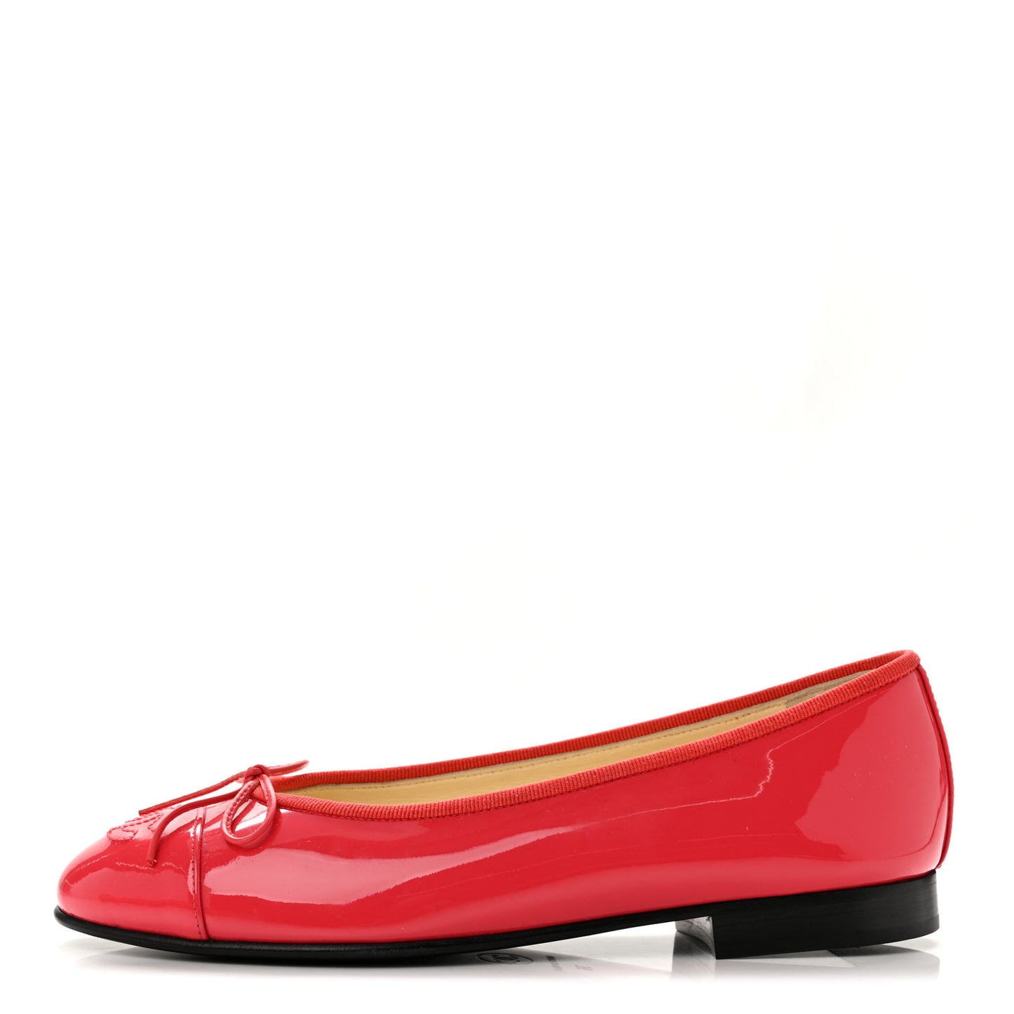 Patent Calfskin CC Cap Toe Ballerina Flats 36 Coral
