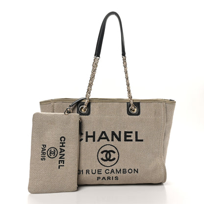 Chanel Mixed Fibers Small Deauville Tote Beige Black 3 of 11