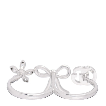 Gucci 18K White Gold Diamond Flora Bow Flower Ring 49 5 4 of 6