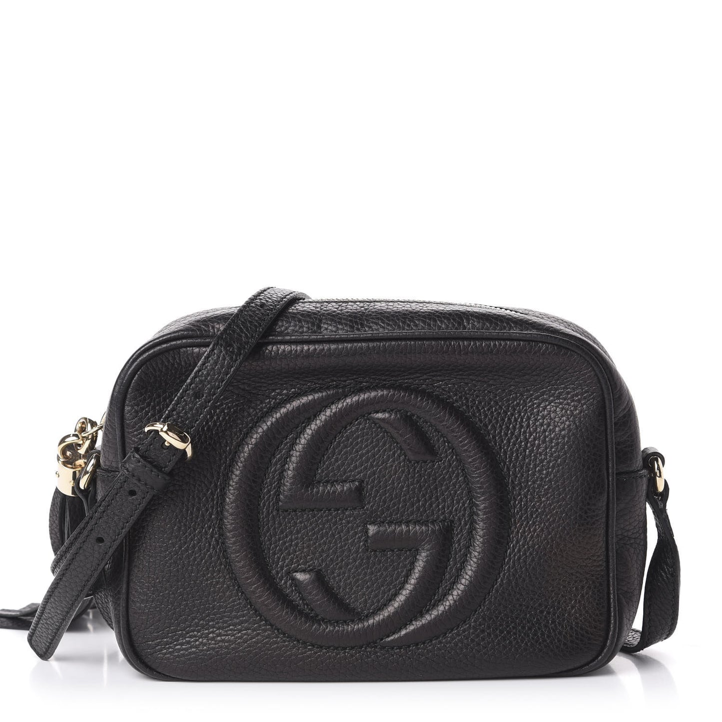 Pebbled Calfskin Small Soho Disco Bag Black