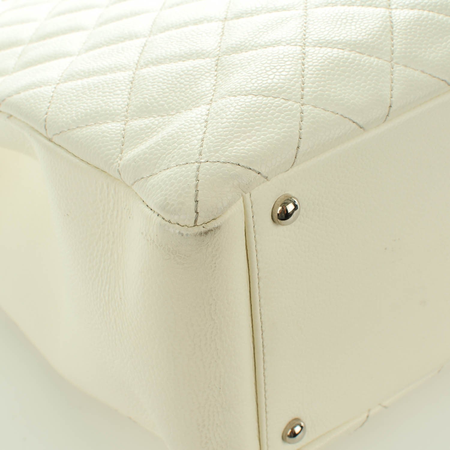 Chanel Caviar Quilted XL Grand Shopping Tote GST White 10 of 10