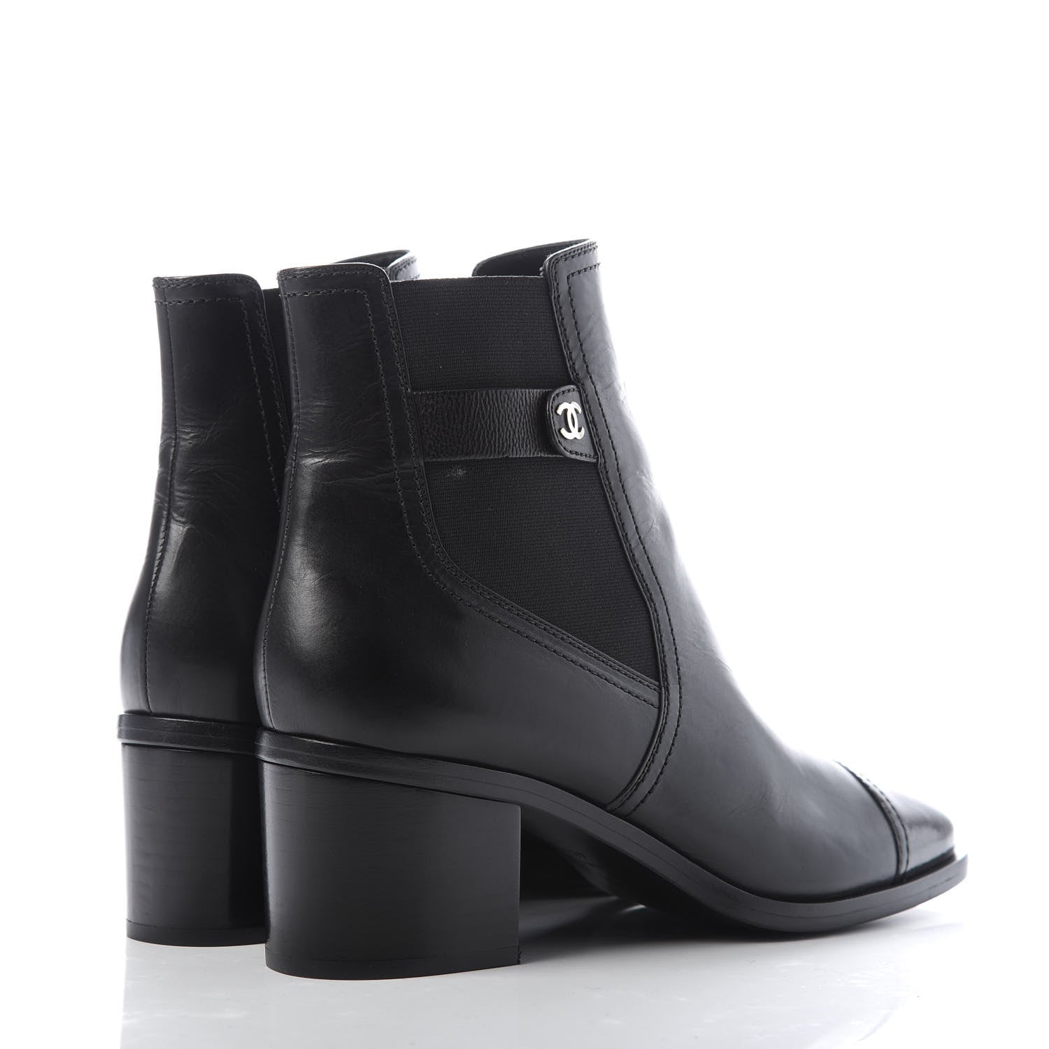 Chanel Calfskin Patent Cap Toe Short Boots 40.5 Black 4 of 8