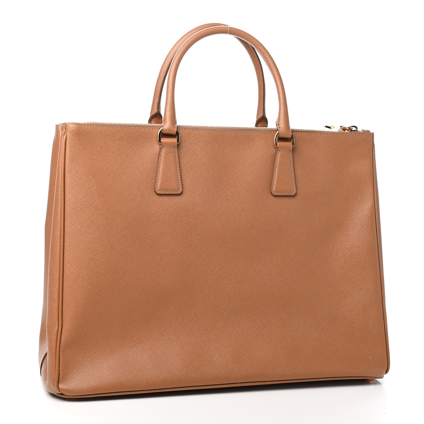 Saffiano Lux Extra Large Galleria Double Zip Tote Caramel