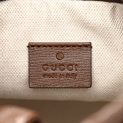 Gucci GG Supreme Monogram Azalea Sakai Calfskin Small Horsebit 1955 Drawstring Bucket Bag Beige Ebony Brown Sugar 6 of 10