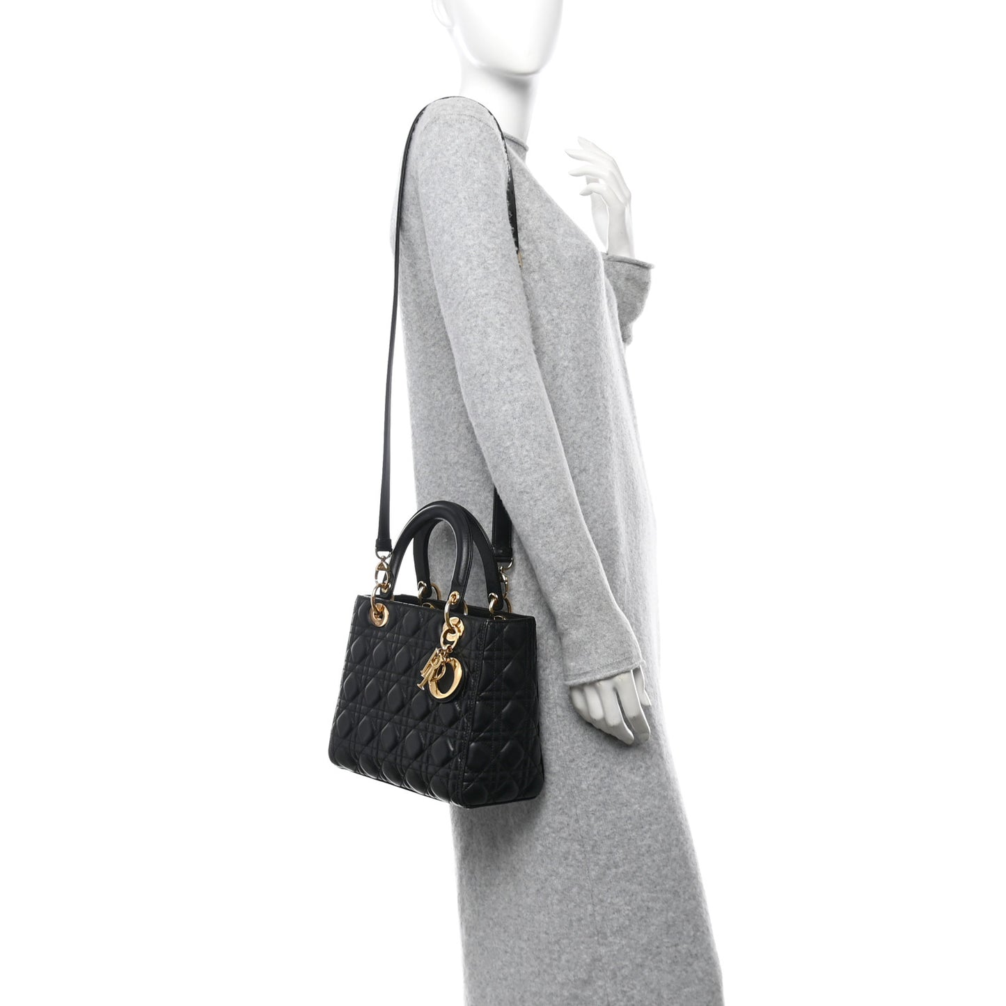 Lambskin Cannage Medium Lady Dior Black