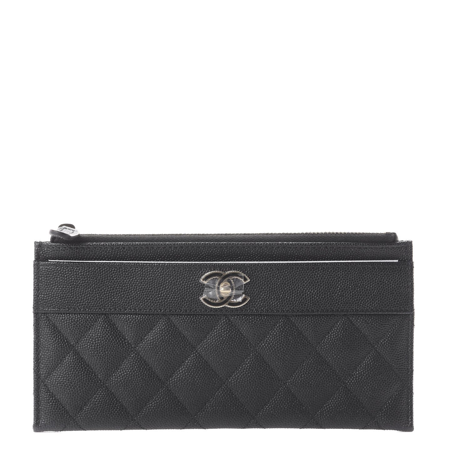 Caviar Quilted Mademoiselle Vintage Zip Pouch Black