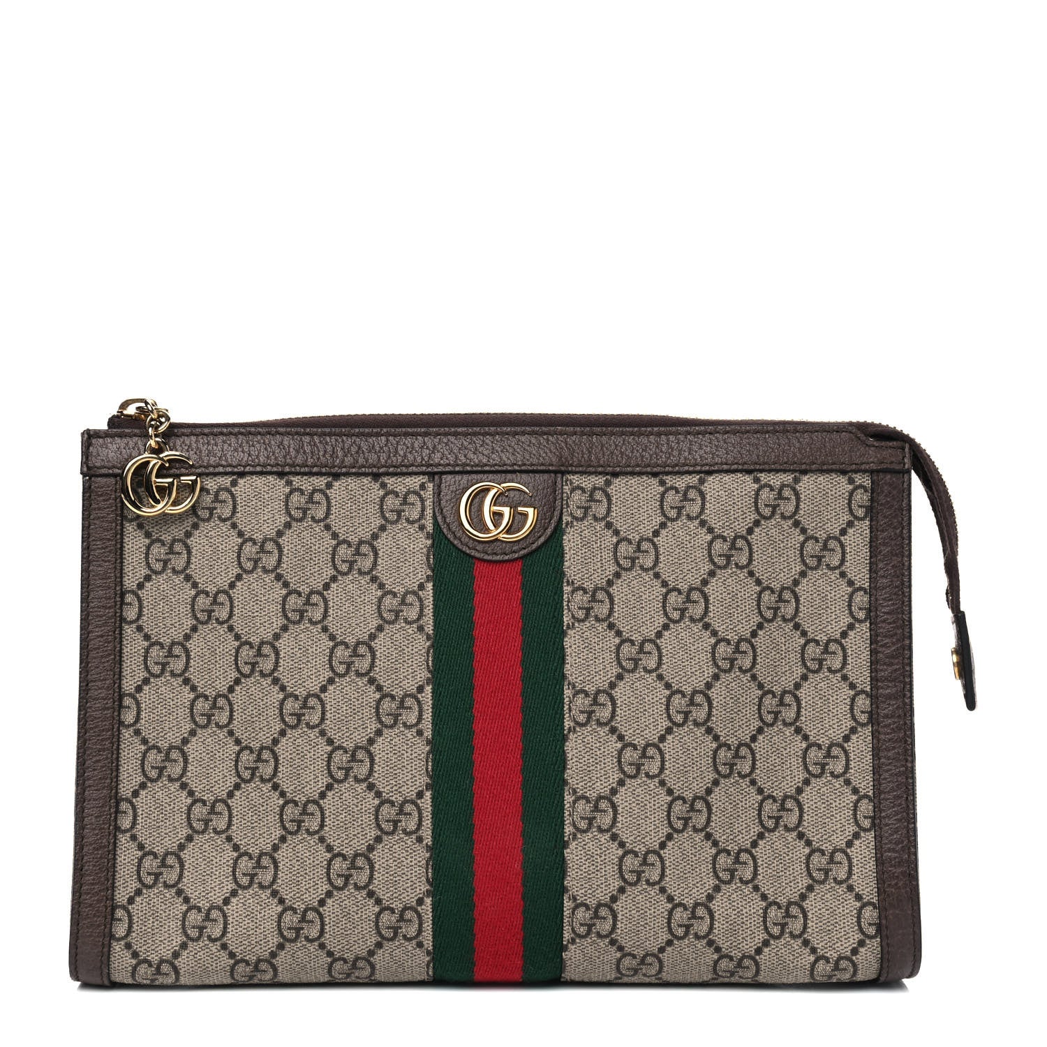 Gucci GG Supreme Monogram Web Large Ophidia Cosmetic Case Beige New Acero 1 of 5