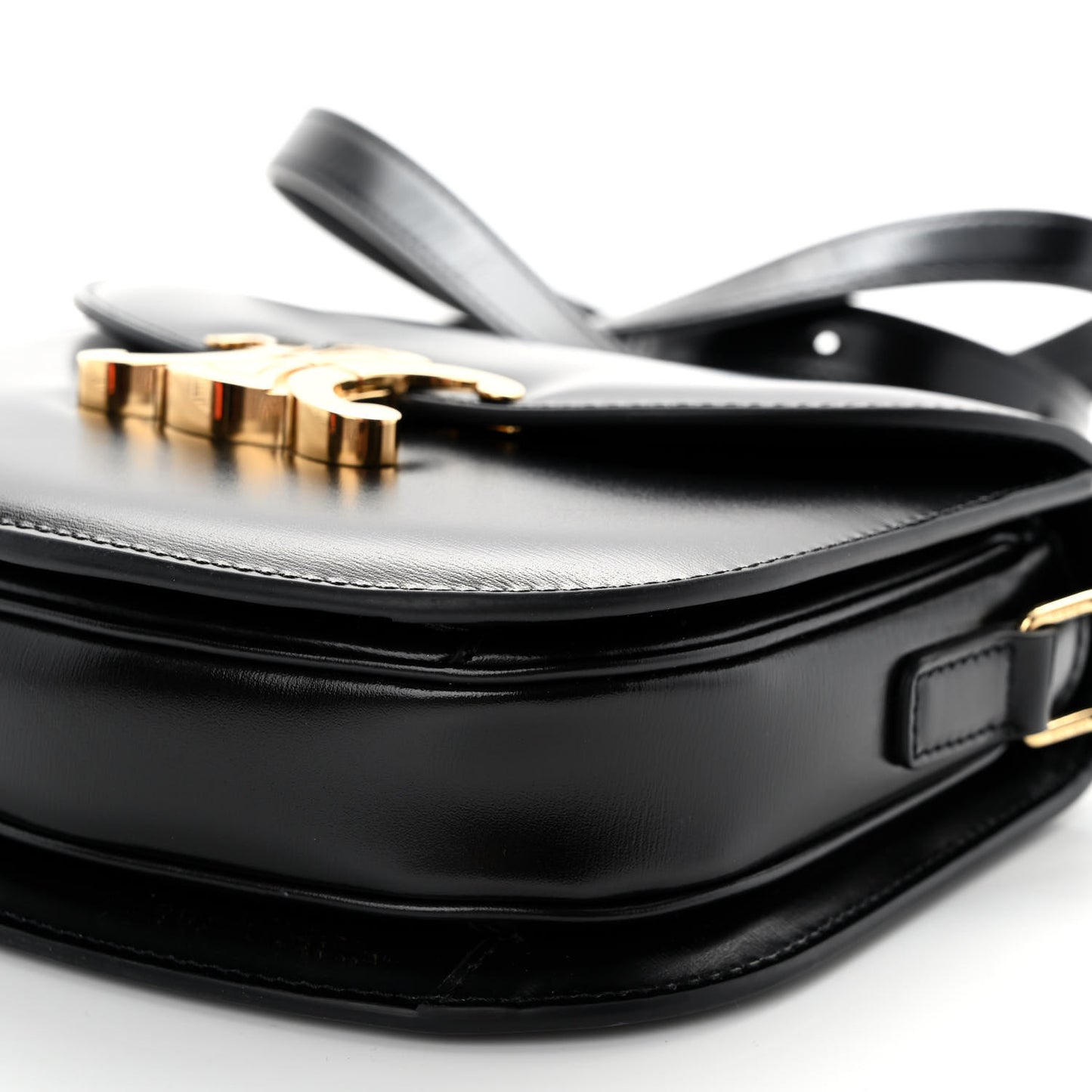 Shiny Calfskin Besace Clea Triomphe Black