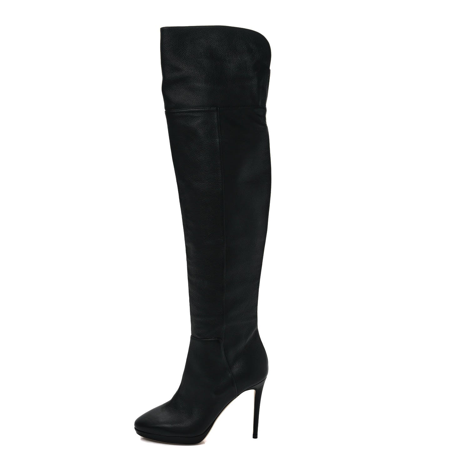 Jimmy Choo Grainy Calfskin Hayley 100 Over The Knee Boots 37 Black 1 of 7