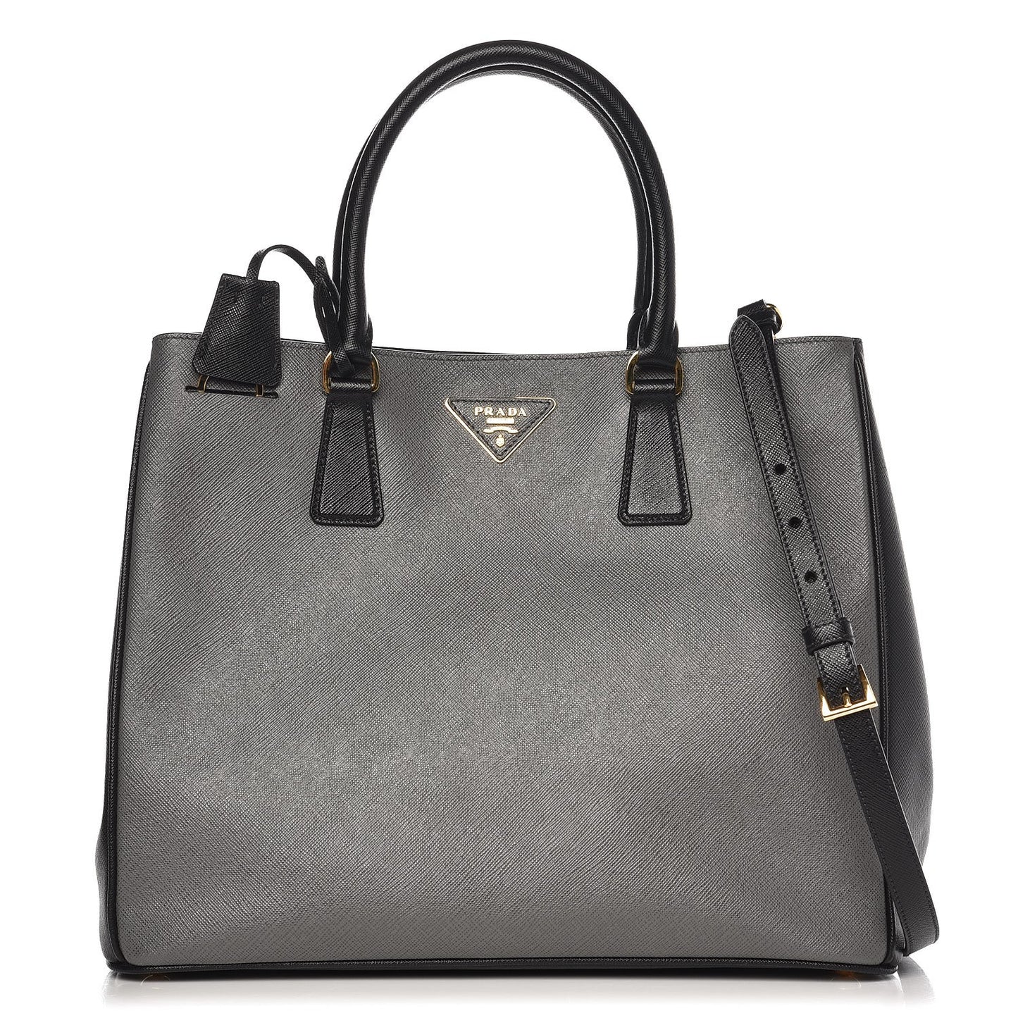 Saffiano Lux Medium Bi-Color Tote Nero Black Marmo