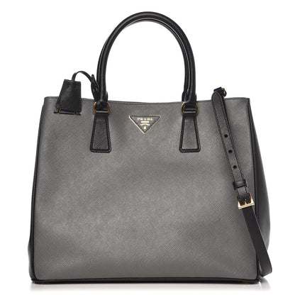 Prada Saffiano Lux Medium Bi-Color Tote Nero Black Marmo 1 of 7