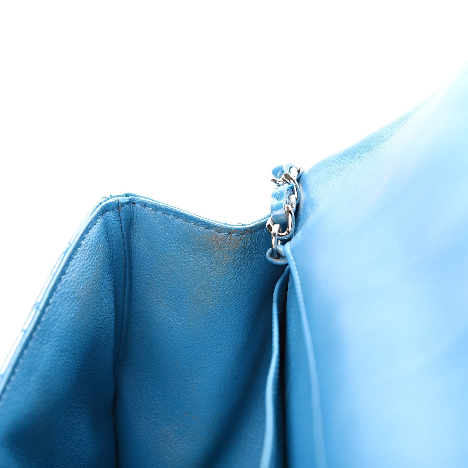 Chanel Patent Quilted Clutch with Chain Flap Blue 9 of 15