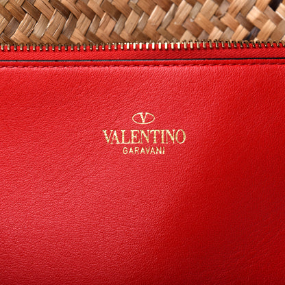 Valentino Garavani Raffia Medium Vlogo Escape Shopper Natural Black Rouge 8 of 23