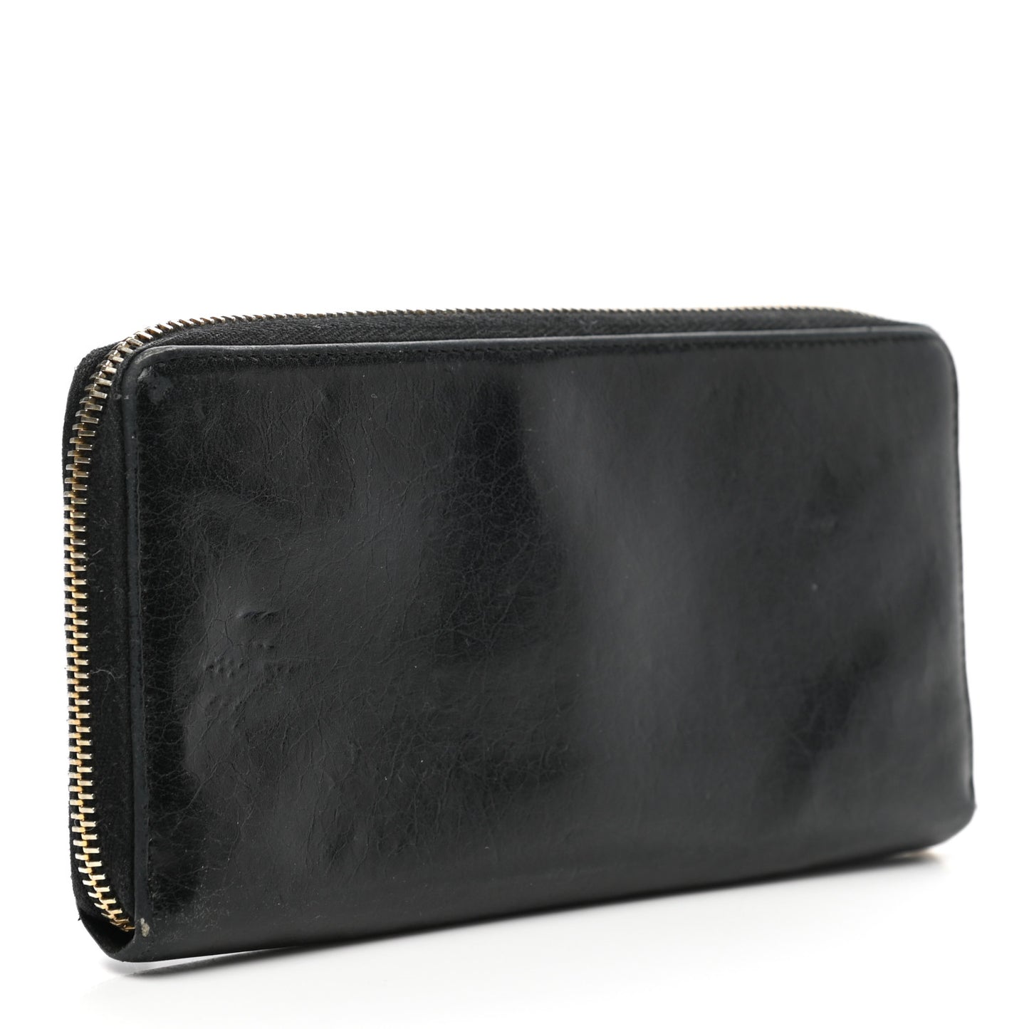 Agneau Giant 12 Rose Gold Hardware Continental Zip Around Wallet Black