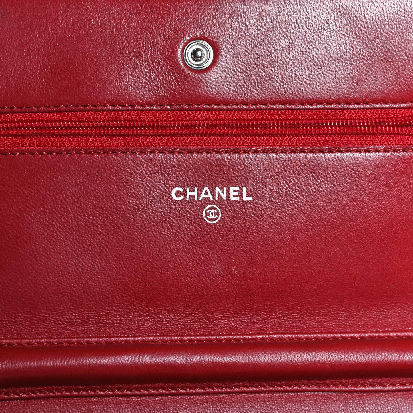 Lambskin Quilted Wallet On Chain WOC Red