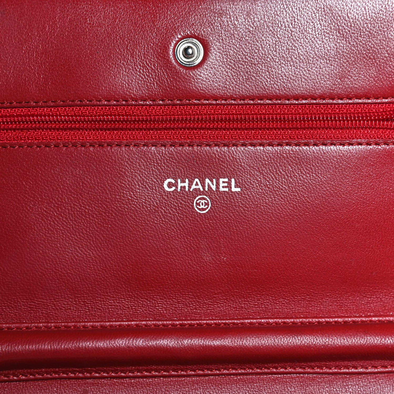 Chanel Lambskin Quilted Wallet On Chain WOC Red 6 of 12
