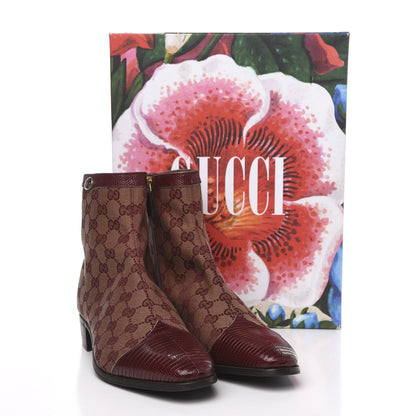 Gucci GG Monogram Lizard Mens GG Ankle Boots 9 Sahara Rubino Bright Bordeaux 9 of 9