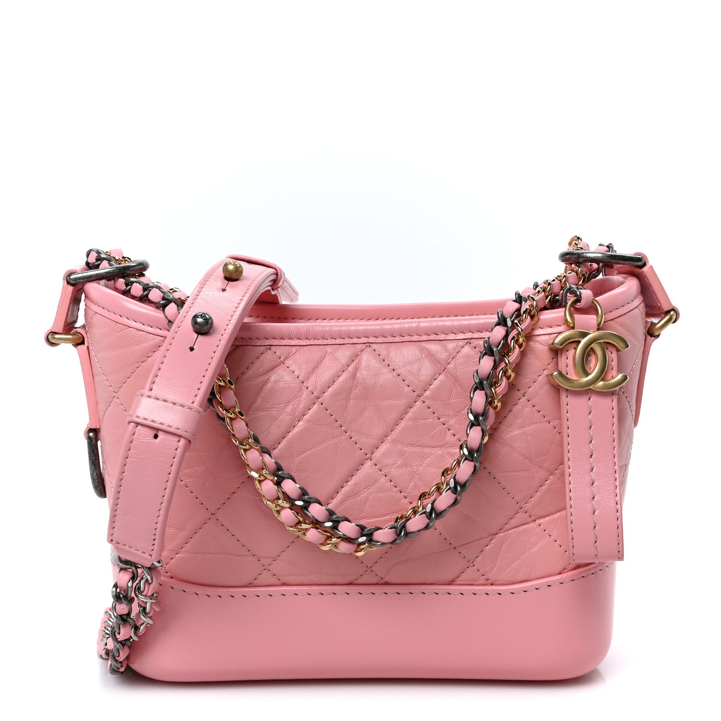 Aged Calfskin Quilted Small Gabrielle Hobo Pink