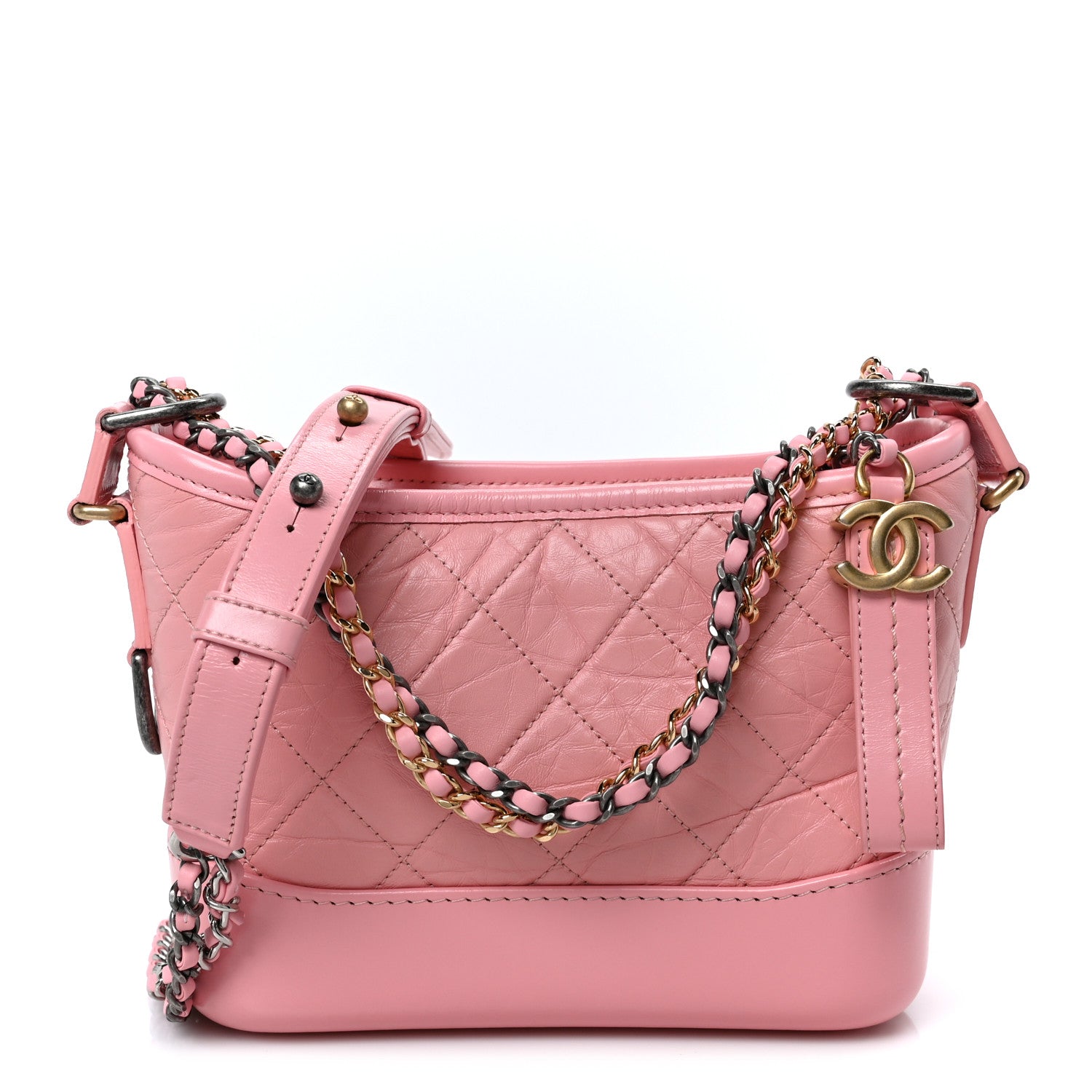 Chanel Aged Calfskin Quilted Small Gabrielle Hobo Pink 1 of 10