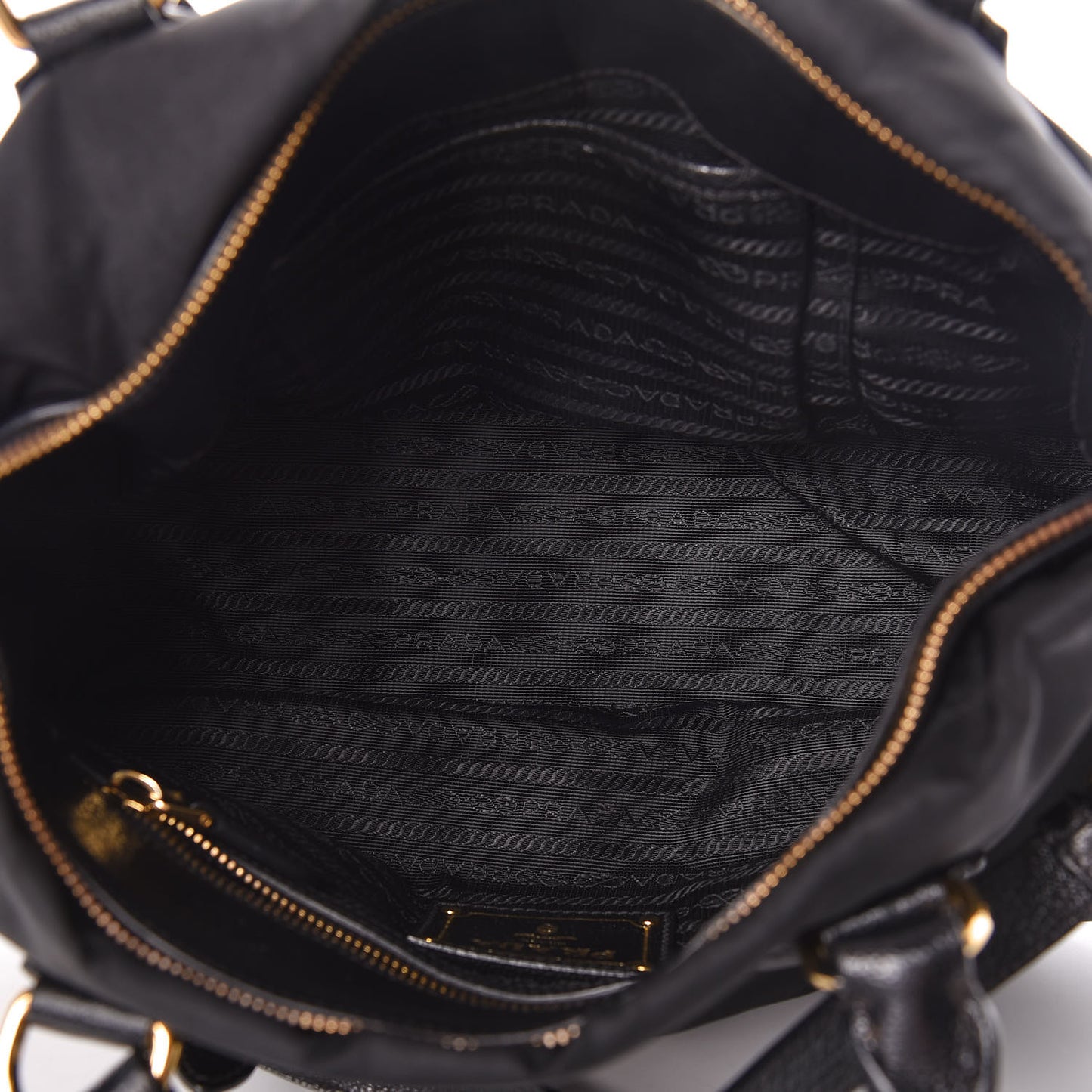 Tessuto Nylon Calfskin Shopping Satchel Black