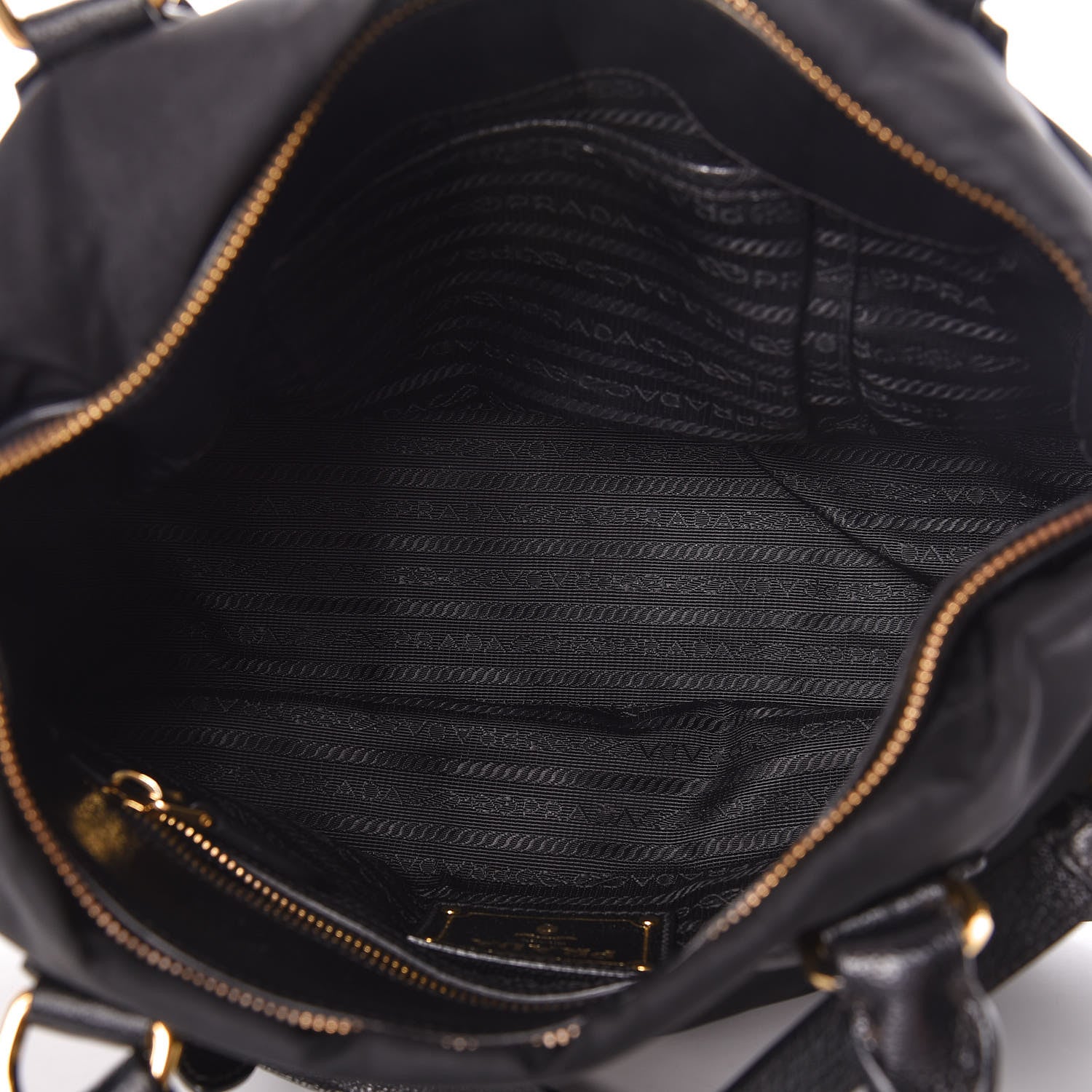 Prada Tessuto Nylon Calfskin Shopping Satchel Black 5 of 9