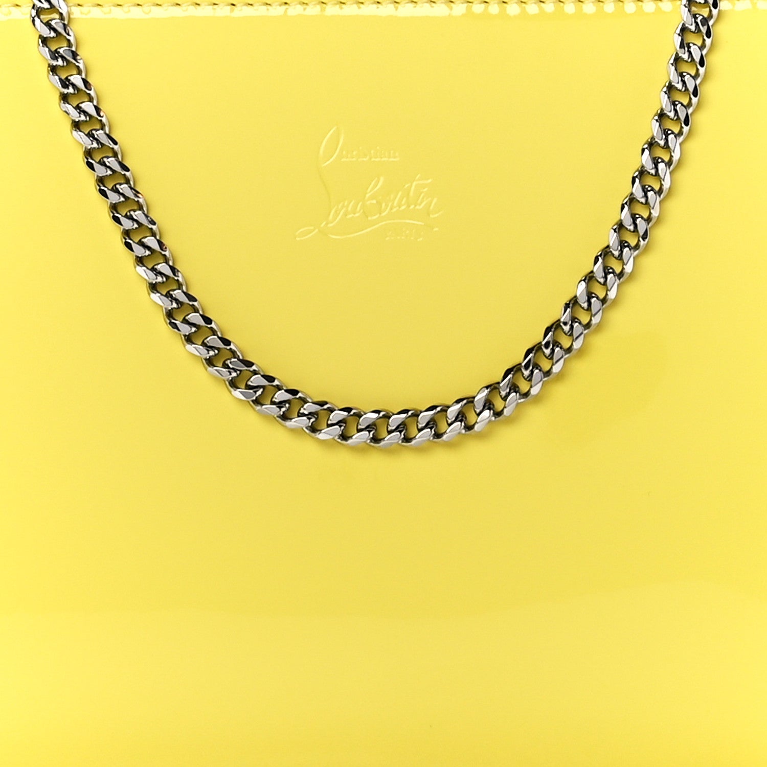 Christian Louboutin Patent Loubila Chain Clutch Yellow 7 of 10