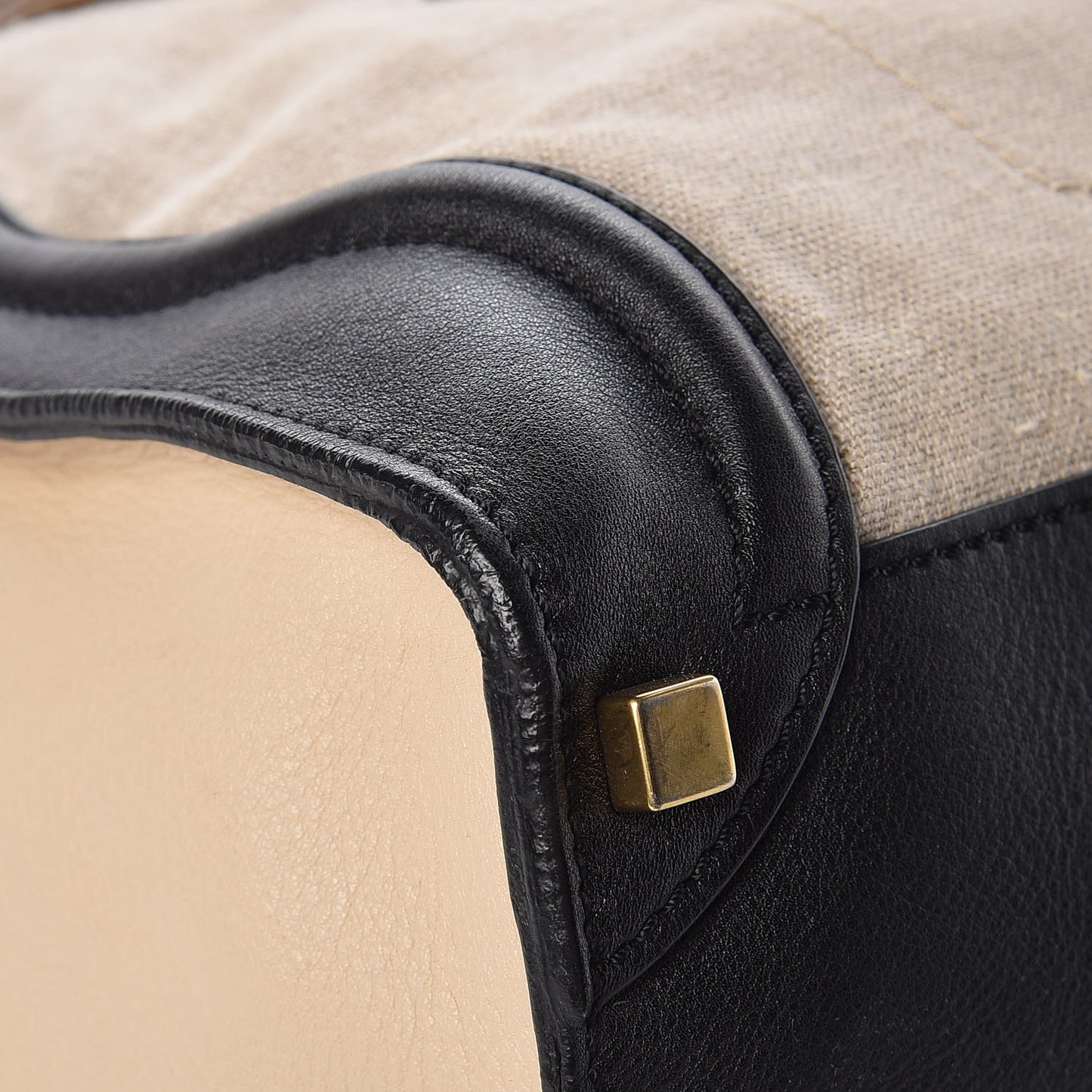 Calfskin Linen Tri-Color Shoulder Luggage Beige