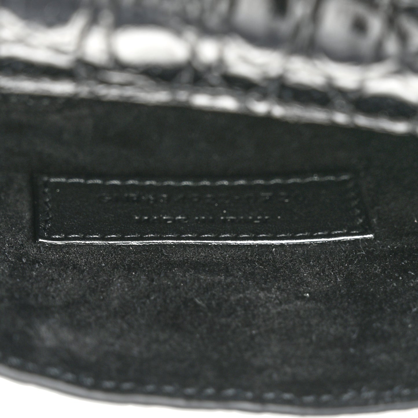 Shiny Calfskin Crocodile Embossed Monogram Kaia Belt Bag Black