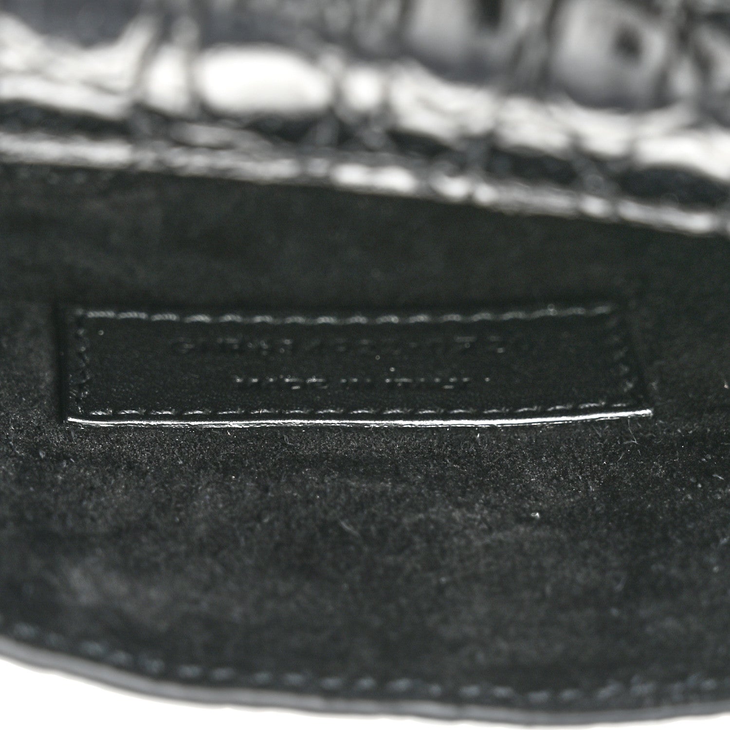 Saint Laurent Shiny Calfskin Crocodile Embossed Monogram Kaia Belt Bag Black 7 of 10