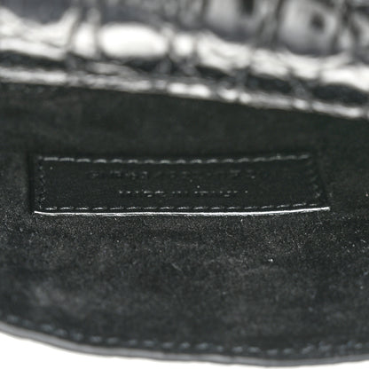 Saint Laurent Shiny Calfskin Crocodile Embossed Monogram Kaia Belt Bag Black 7 of 10