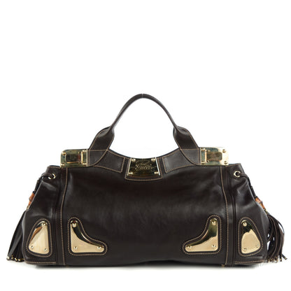 Gucci Calfskin Medium Race Bamboo Top Handle Bag Brown 1 of 7