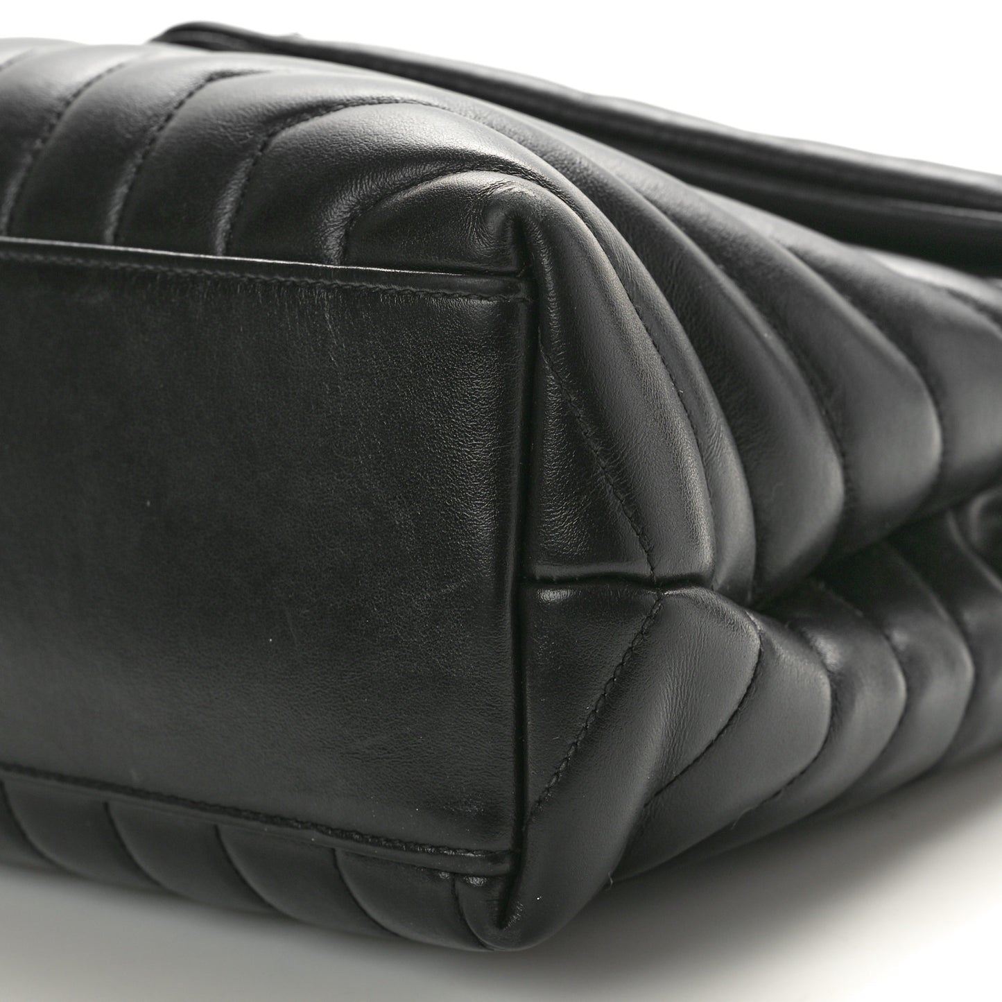 Calfskin Y Quilted Monogram Medium Loulou Chain Satchel Black