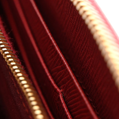Prada Saffiano Metal Zip Around Wallet Fuoco 10 of 12