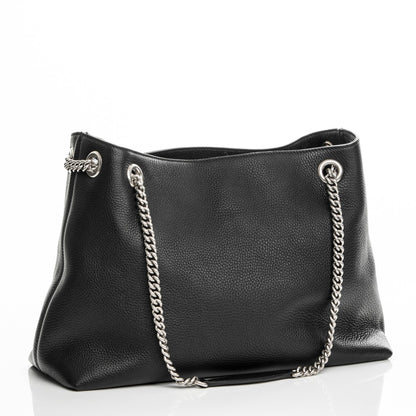 Gucci Pebbled Calfskin Studded Medium Soho Chain Shoulder Bag Black 3 of 6