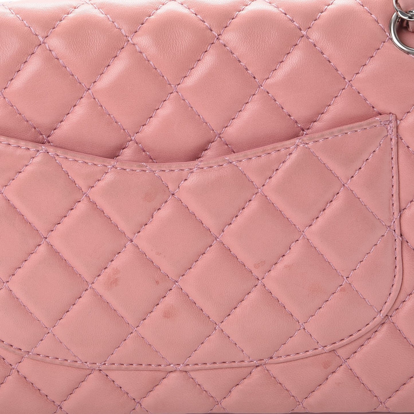 Lambskin Quilted Medium Double Flap Light Pink