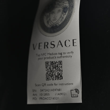 Versace Fabric Jacquard Calfskin Barocco Wristlet Pouch Black 7 of 10