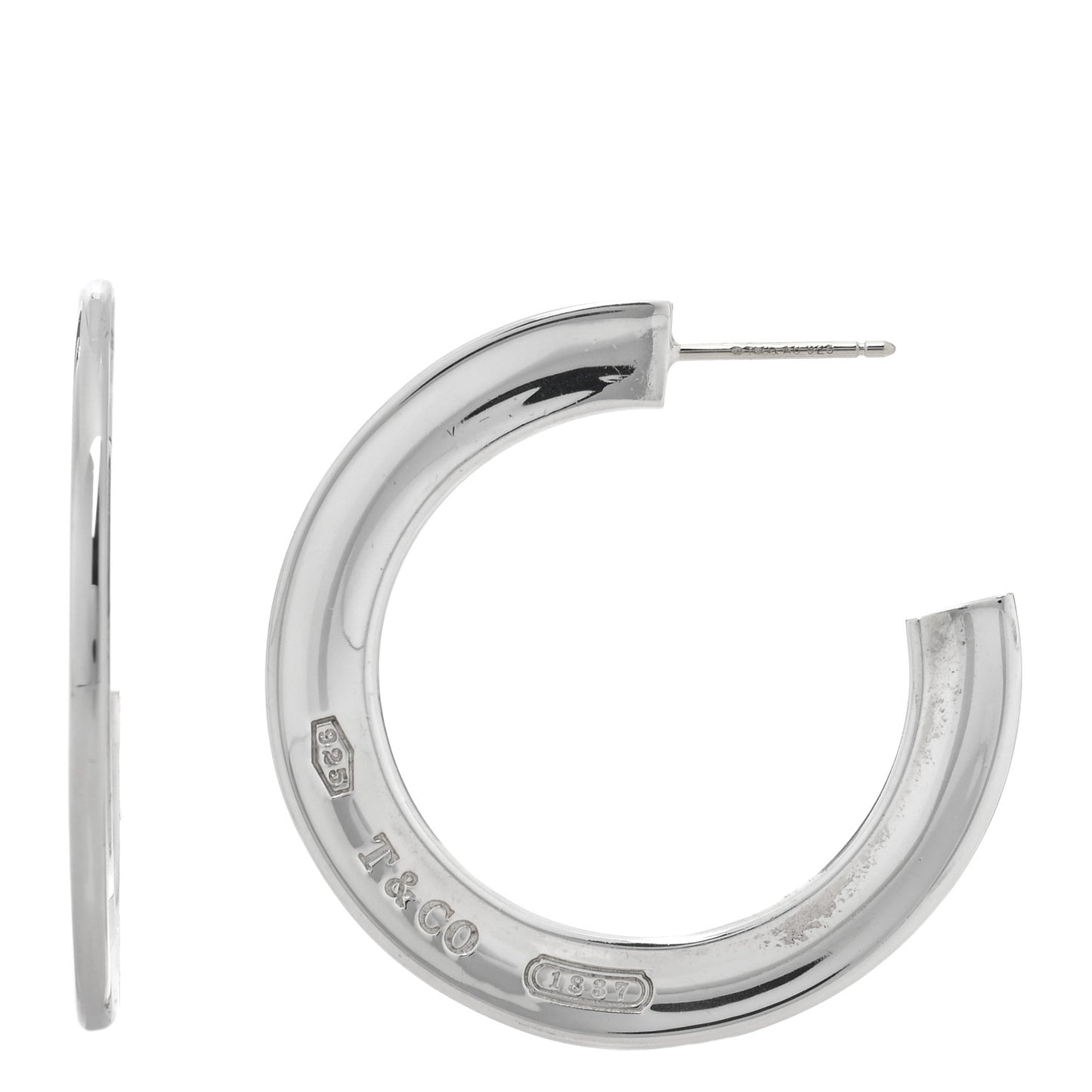 Sterling Silver 1837 Large Flat Hoop Earrings