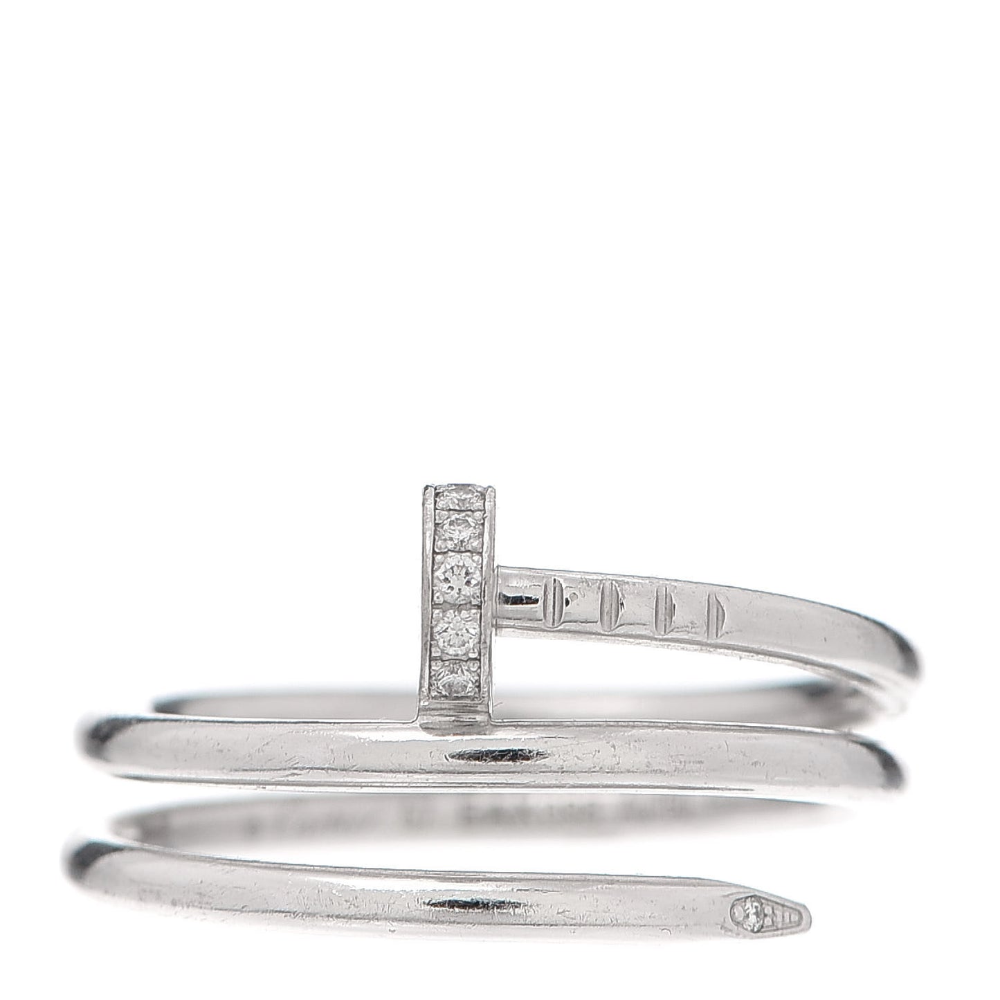 18K White Gold Diamond Double Juste Un Clou Ring 57 8