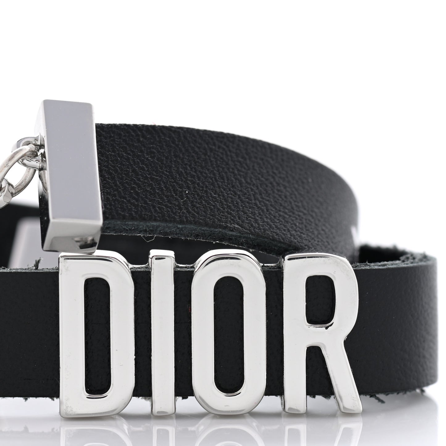 Calfskin Dior Bee Double Bracelet Black